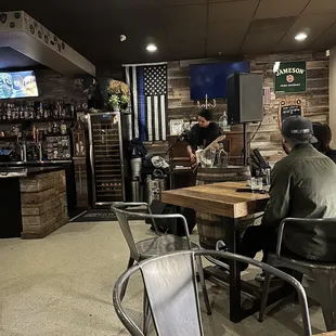 Live music and blue line flag