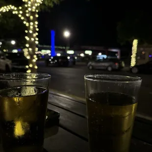 Peach Bourbon Cider on the patio