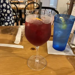 two glasses of wine on a table