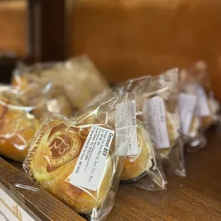 a variety of pastries on display