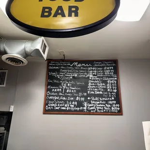 a sign for a food bar