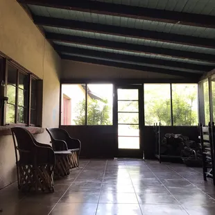 Guest house porch where I spent hours reading and napping.  Cool breeze, the sound of wind in the leaves lent for a peaceful time.
