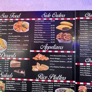 menu and prices