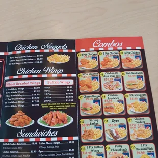 menu and prices