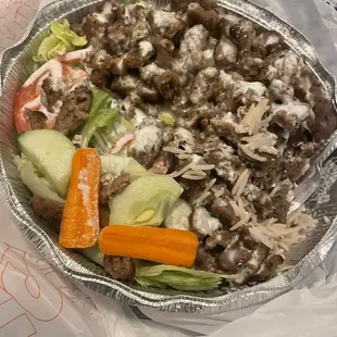 Lamb MIX OVER RICE AND SALAD
