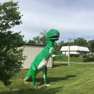 The dinosaur from Kiddie Land that still is on the property.