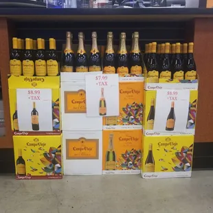 a display of bottles of crown liquor