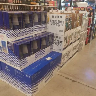 a display of crown liquor in a store