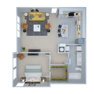 846 sq. ft. One Bedroom.