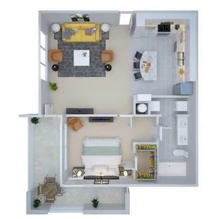 797 sq. ft One Bedroom.