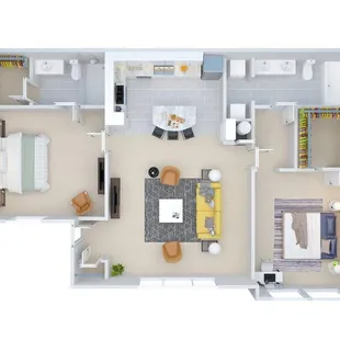 1,173 sq ft Two Bedroom.