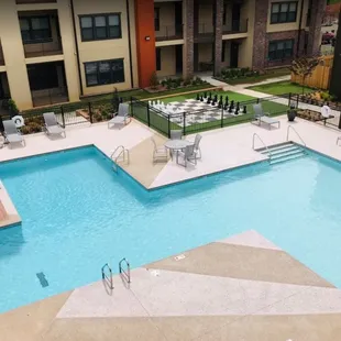 Resort style pool and chess board
