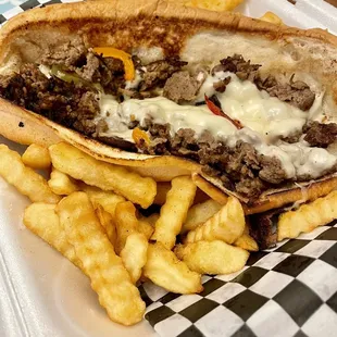 Crown Cheesesteak with fries