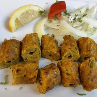 Chicken Seekh Kabob. Minced chicken seasoned with ground spices and bakers in tandoori.