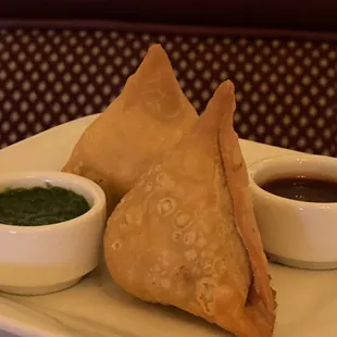 Vegetables Samosa. Crispy triangular savories filled with spiced mashed potatoes and peas.