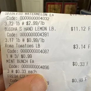 The tangerine  was rang up as budda s hand lemmon