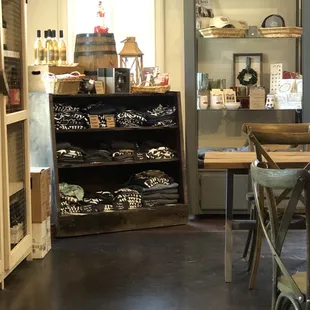 Inside tasting room with some shopping