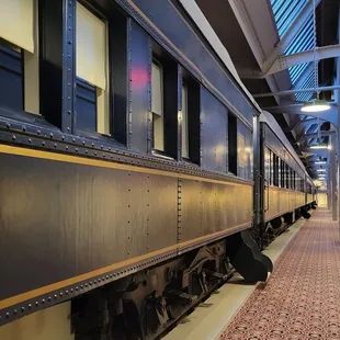 Railcar rooms are inside the hotel, second floor lobby