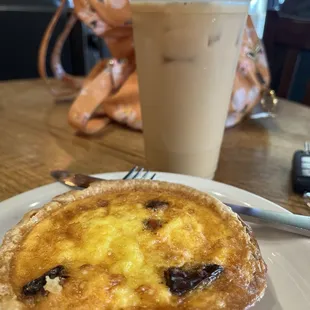 Veggie Quiche (Red Pepper/Asparagus) &amp; My 20 oz Cold Brew with Half &amp; Half!
