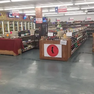 the inside of a liquor store