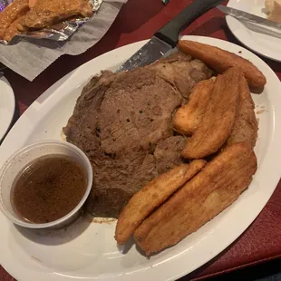 Prime rib night with a side of potato wedges