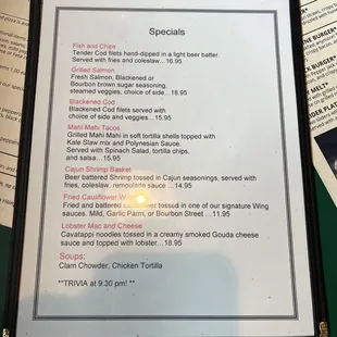 menu