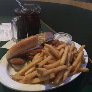 Shrimp Po' Boy with fries