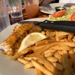Blackened Walleye was outstanding (and huge! This is half!)