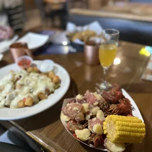 two plates of food on a table