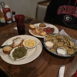 two plates of food on a table