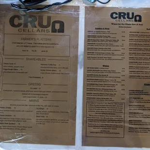 Menu at Cru Cellars @ Armature Works
