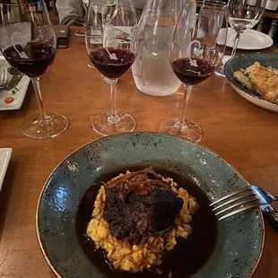 Pinot flight paired with Braised Short Rib and Butternut Risotto