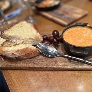 a sandwich and a bowl of soup