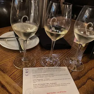 Wine pours for the flight