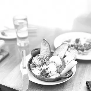 Bruschetta, mascarpone, fresh basil, marinara and meatballs w/mozzarella