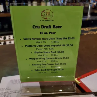 Draft beers