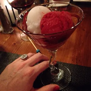 Lemon and raspberry sorbet!