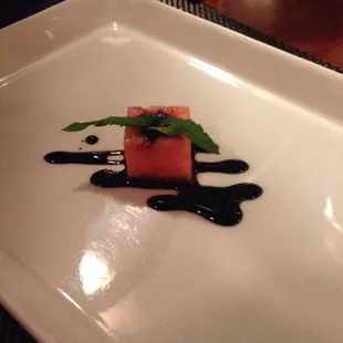 Palette cleanser: organic watermelon with mint, sea salt and aged balsamic.