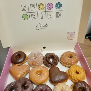 Dozen Donuts (mix of classics, ube, &amp; fancy cruellers). Super delicious &amp; PRETTY