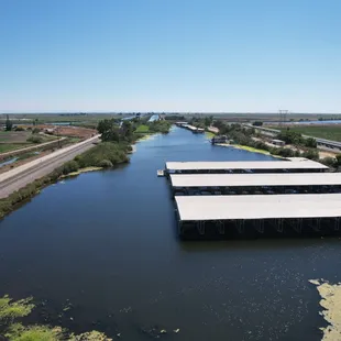 Ariel view of Cruiser Haven Marina looking East.  We are in a private, secure cove with premium boat slips available.