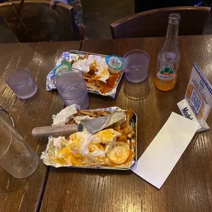 table with food and drinks