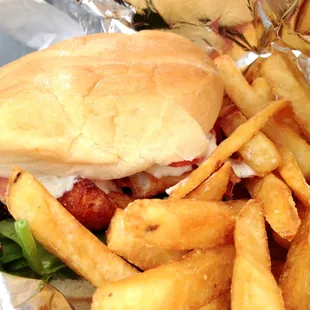 Codfish Sandwich with fries