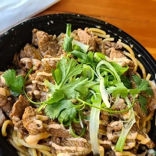 a bowl of food on a table