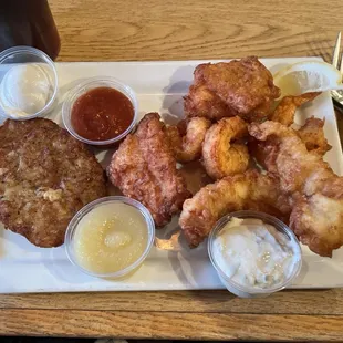 Fish combo with shrimp &amp; potato cakes...