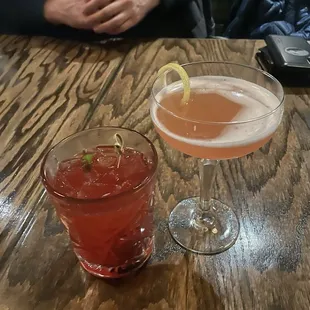 Cherry cocktail and grapefruit mocktail
