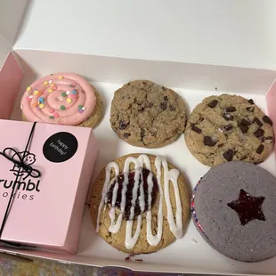 Started with a box of six plus my free birthday cookie, but my husband found them before I could write the review!