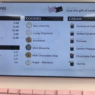 Crumbl Cookies full menu (03/17/2021)