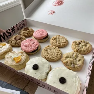 a box of cookies and pastries