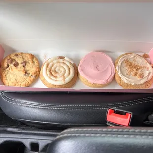 Chocolate chip, snickerdoodle, sugar, and peanut butter cream