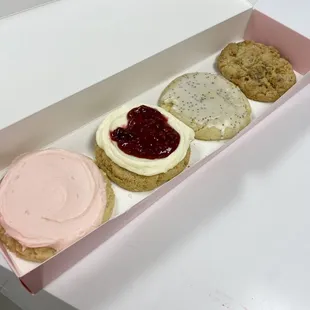 24 March 2023 -- Inside Crumbl Cookies -- Classic Pink Sugar, Raspberry Cheesecake, Lemon Poppy Seed, and Sea Salt Toffee